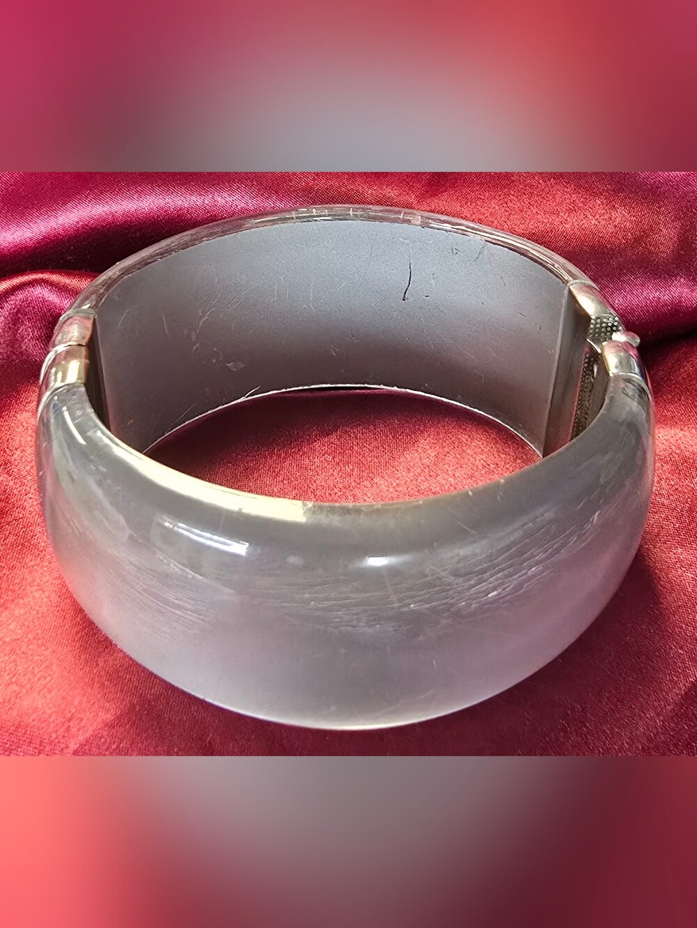 Vintage 80's Wide Gray Resin Bangle Bracelet